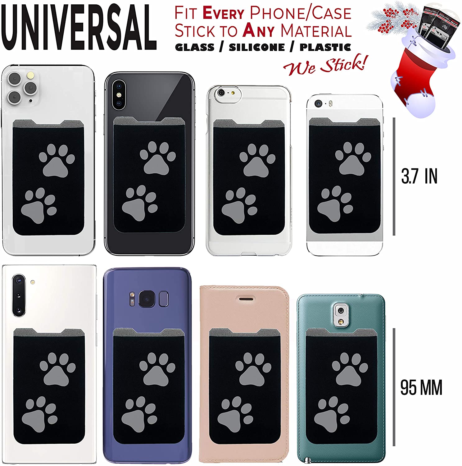 Gecko Sticky Card Holder for Phone Case, Big Paw Print Phone Wallet Stick On - Image 4