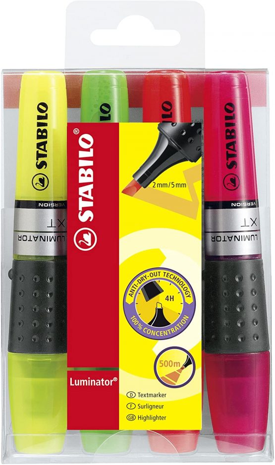 Highlighter - STABILO LUMINATOR Wallet of 4 Assorted Colours