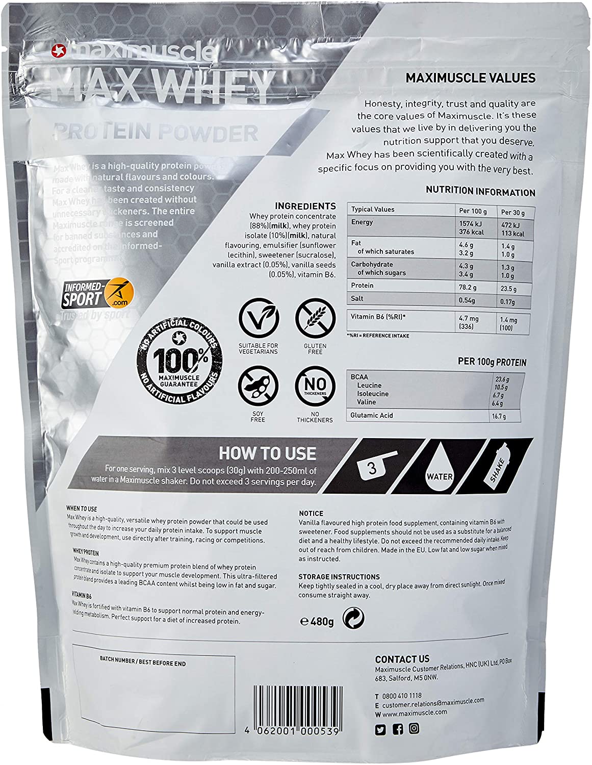 MaxiNutrition, MaxWhey, Whey Protein Powder Vanilla, Low-Fat, Low Sugar, Gluten & Soy-Free, Vegetarian, 420g - Image 2