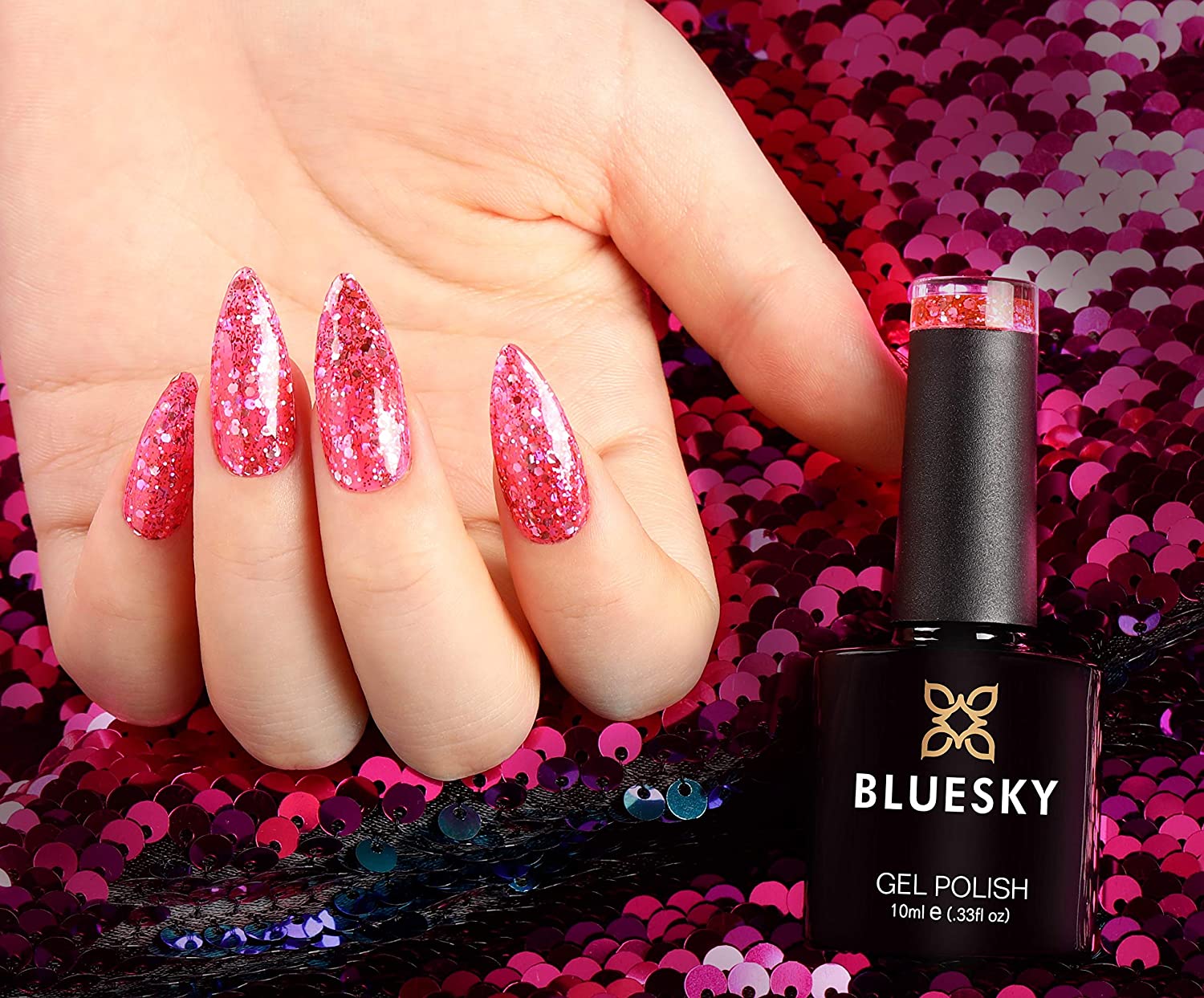BLUESKY Gel Nail Polish, Cuba Sum1918, Pink, Chunky Glitter, Summer Long Lasting, Chip Resistant, 10 ml (Requires Drying Under UV LED Lamp) - Image 3