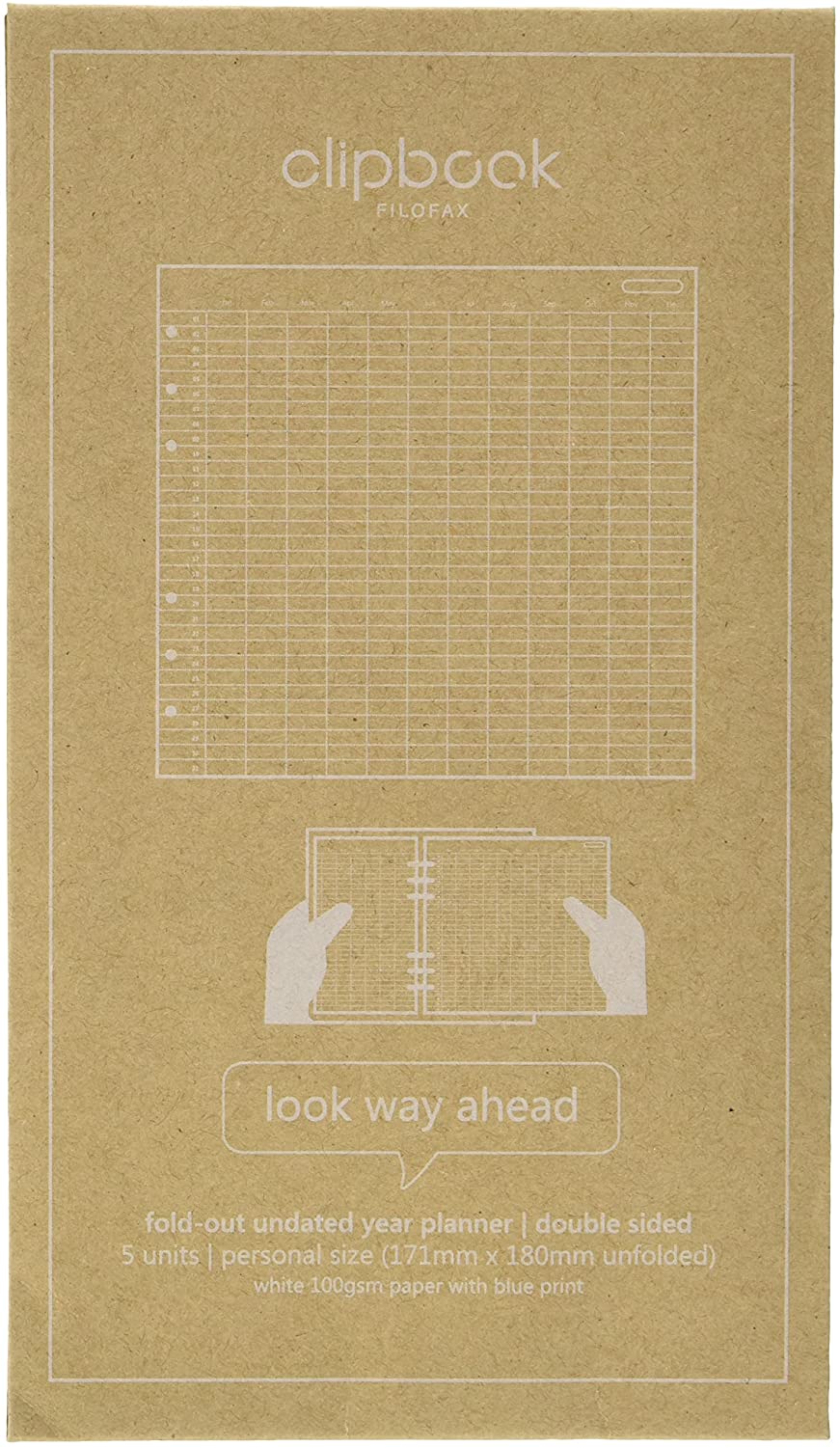 Filofax Personal Clipbook undated Year Planner Refill, Whites