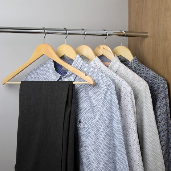 HANGERWORLD 30 Natural Wooden 45cm Coat Clothes Garment Hangers Non-SlipTrouser Bar - Image 2