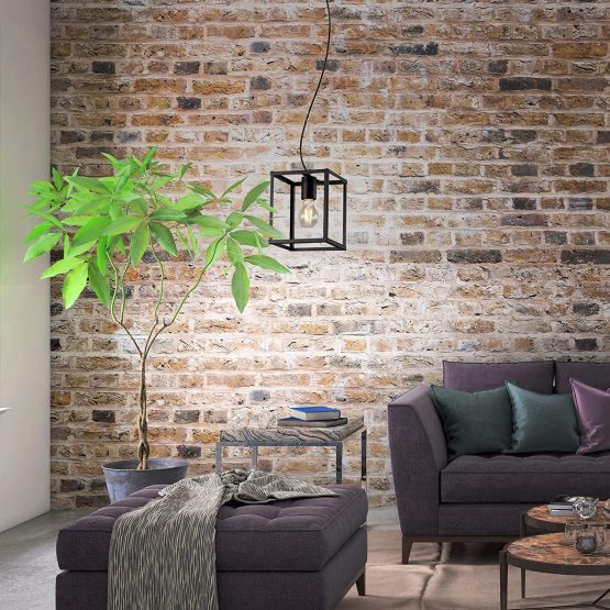 Briloner Leuchten Pendant lamp, 1-Bulb Pendant lamp, Retro/Vintage Pendant Light, Black Steel, 1x E27, max. 40 Watt, Black, 170x170x1200mm (LxWxH), 4020-015 - Image 3
