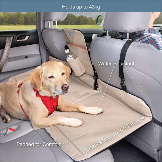 Kurgo Barrier and Rear Seat Extender for Dogs, Suitable for Most Cars and Jeeps, Supports Dogs Up to 45 kg, Reversible, Black/Hampton Sand, Backseat Bridge - Image 2