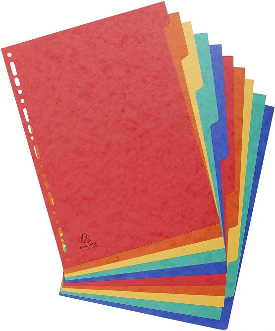 Exacompta Dividers, A4, 225gsm, 10 part - Multi-coloured - Image 3