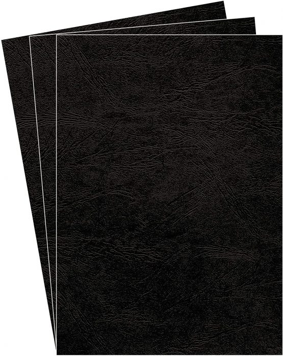 Fellowes A4 100 Percent Recyclable Leatherboard Binding Covers, Heavyweight, 250 gsm Presentation Covers, FSC, Black, Pack of 100, 5370405