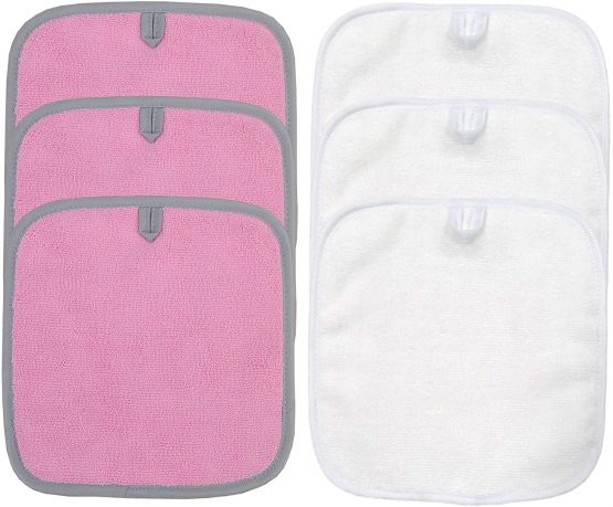 Polyte Premium Hypoallergenic Chemical Free Microfibre Makeup Remover and Facial Cleansing Cloth 6 Pack (20x20 cm, Pink/White) - Image 3
