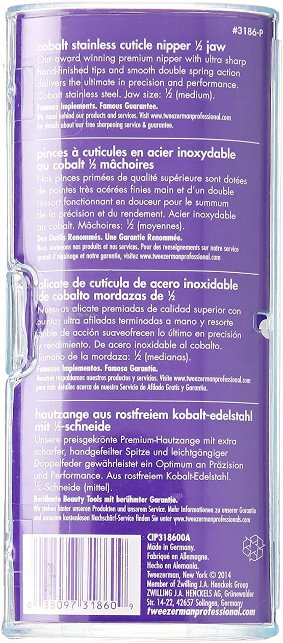 Tweezerman Medium Cobalt Stainless Cuticle Nipper 1/2 Jaw - Image 3