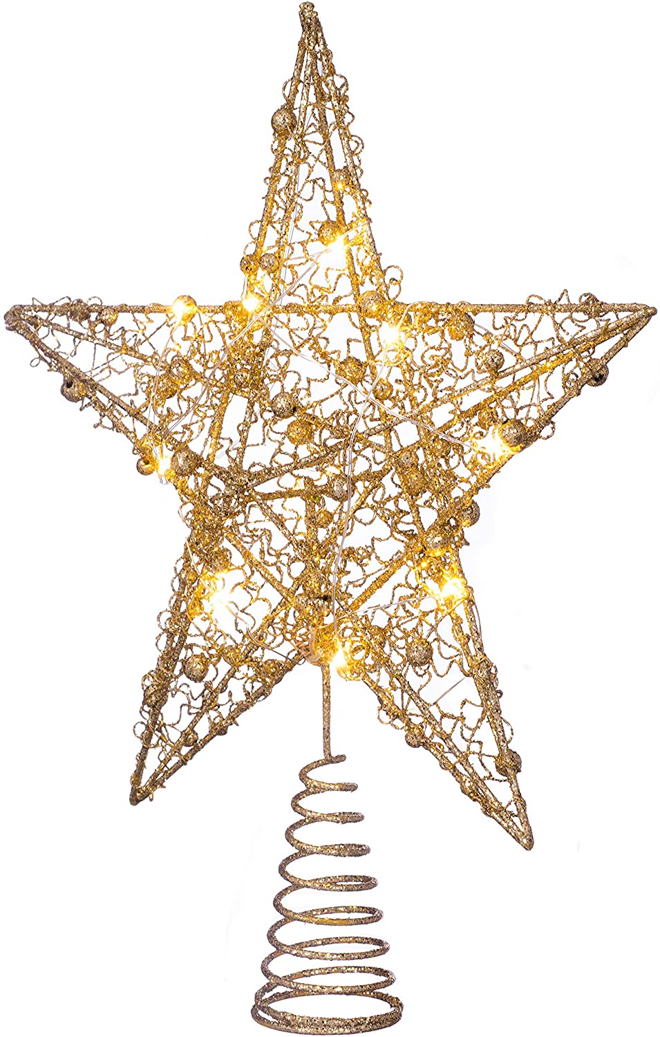 WeRChristmas Pre-lit Sprinky Christmas Tree Top Star LED Lights, Gold, 31cm - Image 4