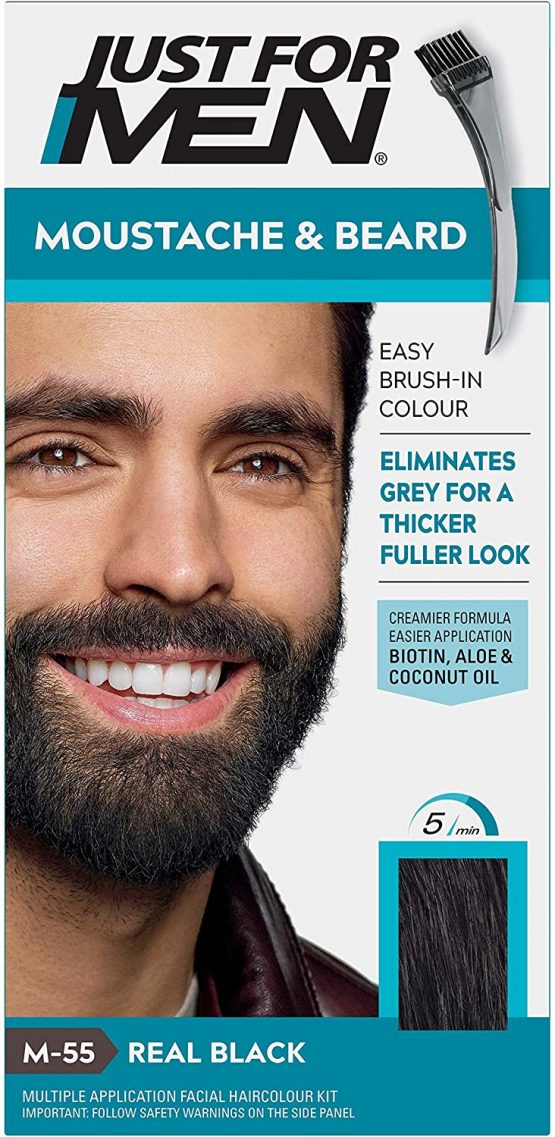 Just for men Moustache & Beard Real Black Dye , Eliminates Grey for a Thicker & Fuller Look – M55