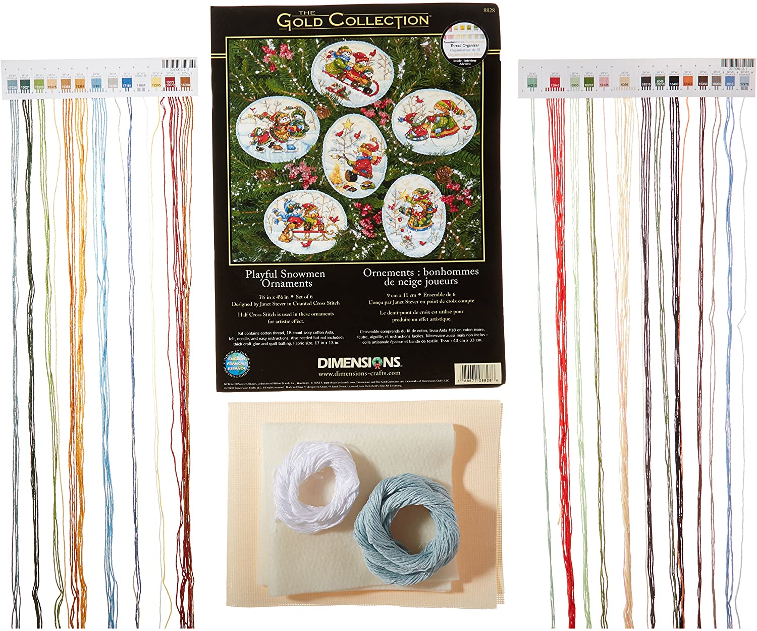 Dimensions Playful Snowmen, Cotton, Multi-Colour, 3.5'' x 4.5''