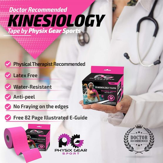 Physix Gear Sport Kinesiology Tape Pro - Sports Tape for Injury, Pregnancy, Knee, Joint, Swelling, Strains - Waterproof Athletic Tape for Muscle Support & Improved Blood Circulation (with e-Guide) - Image 3