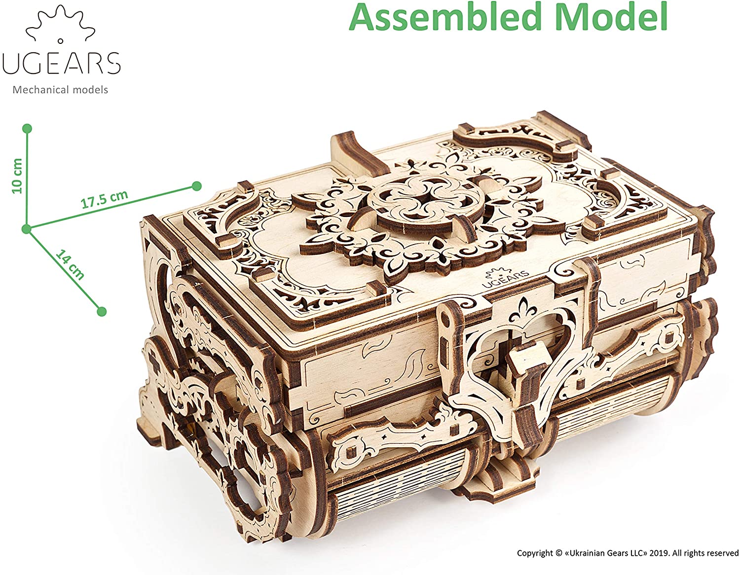 Ugears Antique 3D Puzzle Box, 3D Wooden Puzzles for Adults Mechanical Treasure Chest - Image 2