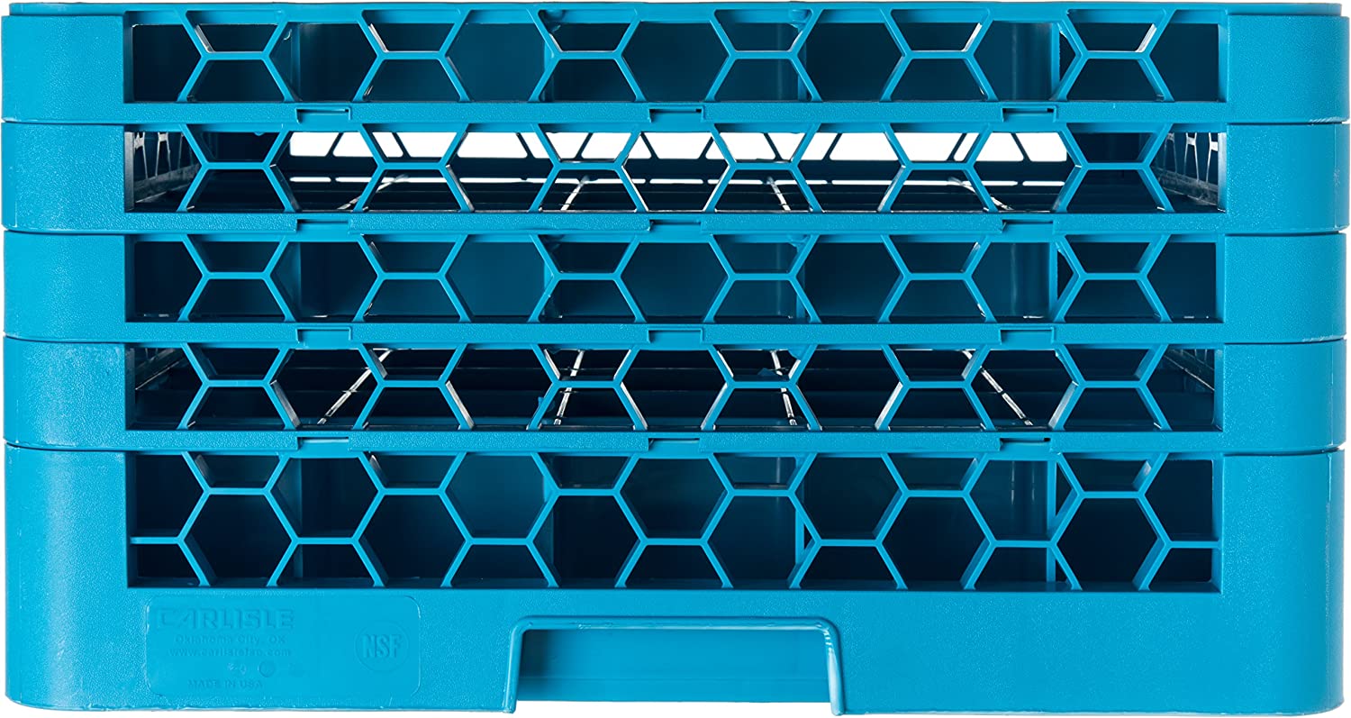Carlisle Warewashing, CARG25-414000-B01001, 25 Compartment Glass Rack + 4 Extenders (Box of 1), Carlisle Blue, 10.3" w/ 3 Extenders - Image 3