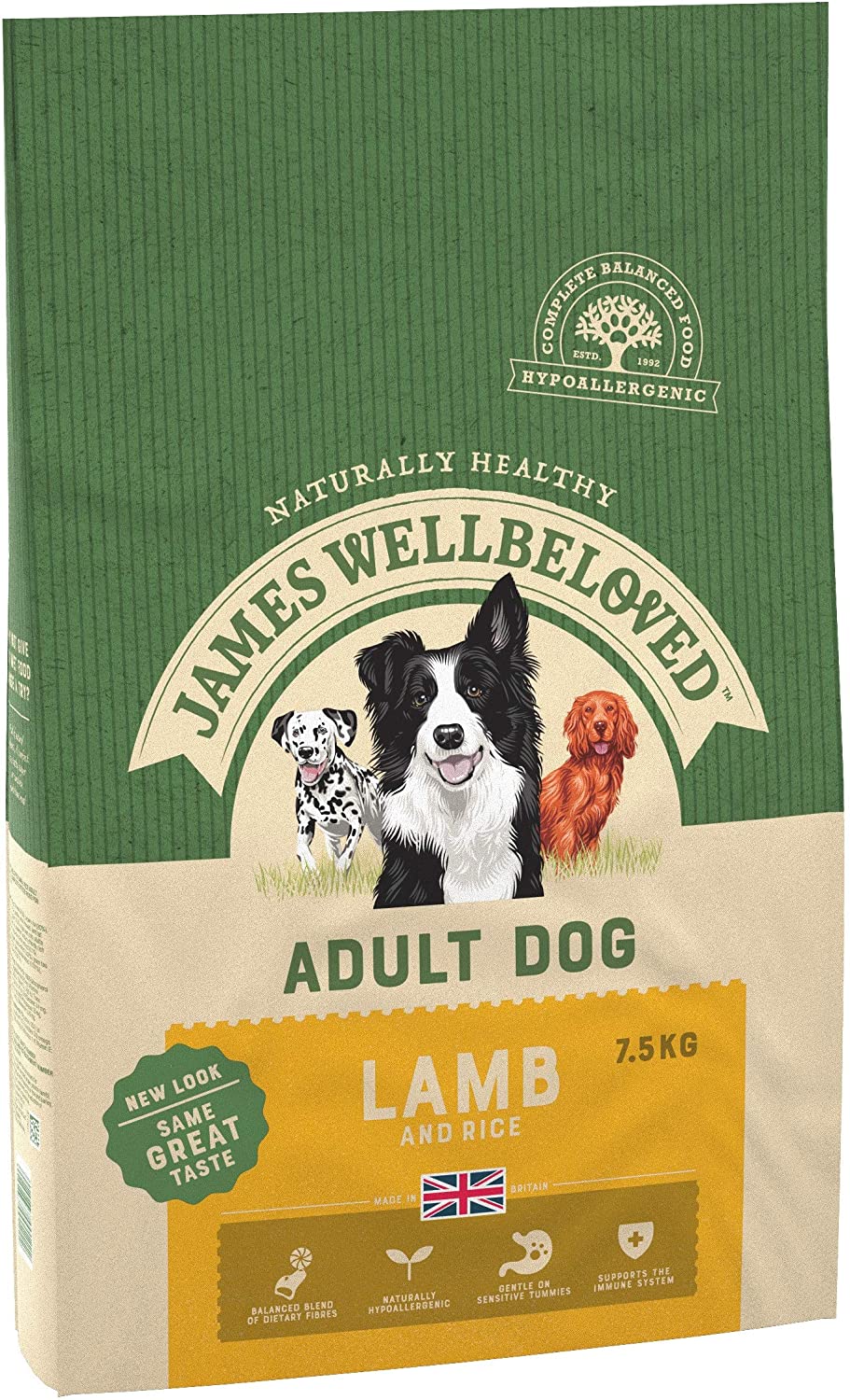 James Wellbeloved Complete Dry Adult Dog Food Lamb and Rice, 7.5 kg, Brown, 7.5 kg (Pack of 1)