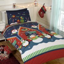 Father Christmas Kids Xmas Snowman Penguin Santa Quilt Duvet Cover and Pillowcase Bedding Bed Set, Multi-Colour, Single