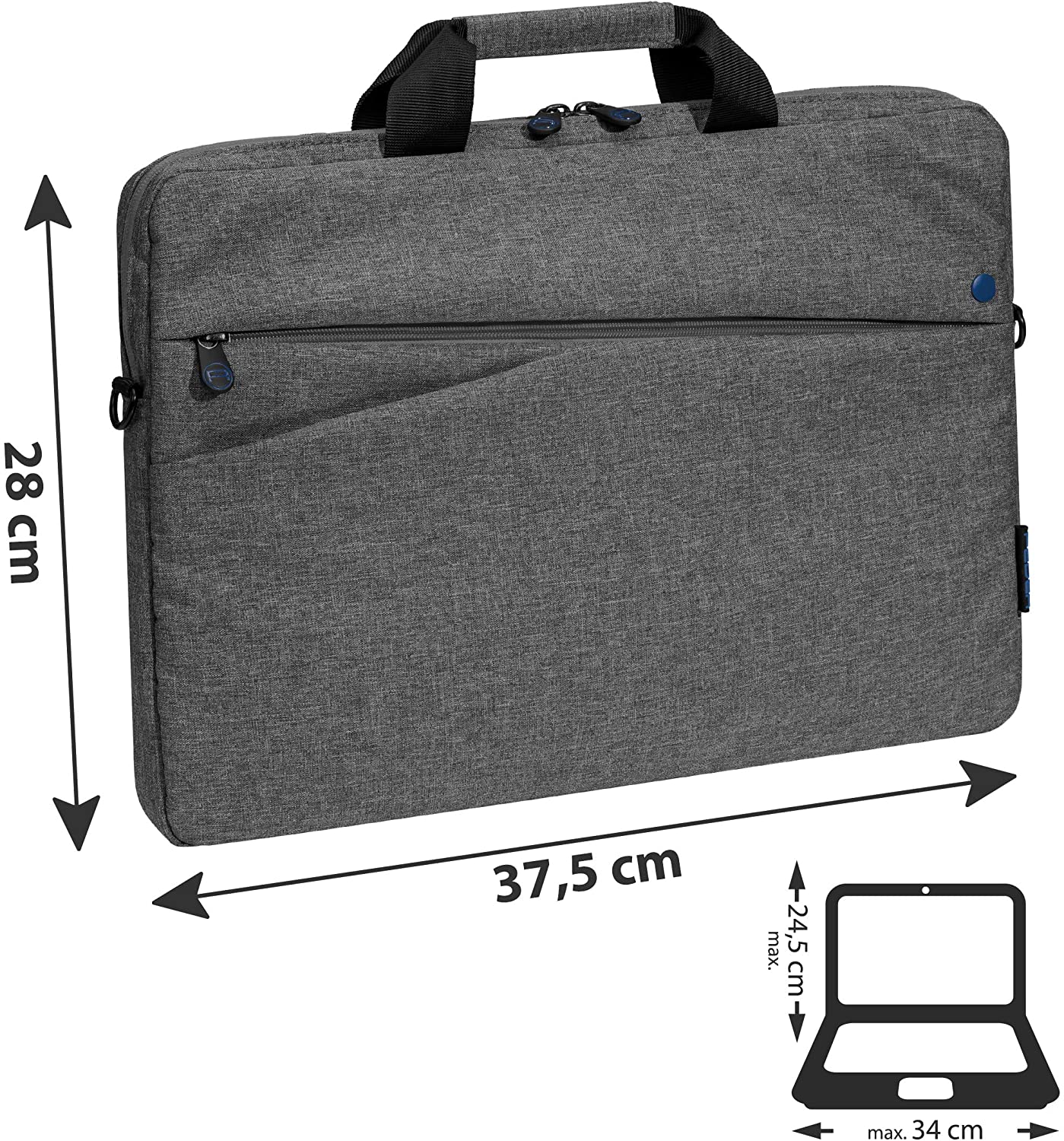 Pedea "Fashion Laptop Bag up to 13.3 Inches Shoulder Bag with Shoulder Strap and Wireless Mouse - Grey/Blue - Image 2