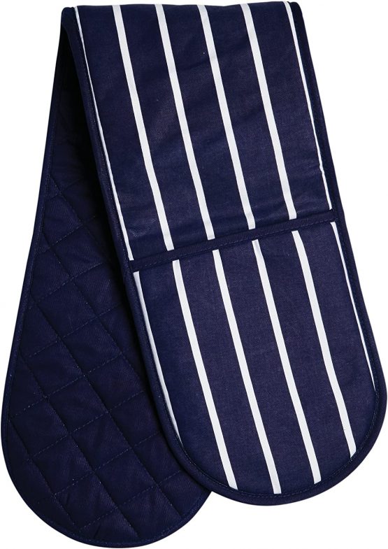 Premier Housewares 100% Cotton Oven Gloves Double Oven Mitts Striped Gloves Heat Resistant Oven Gloves Oven Proof Gloves Long Oven Gloves H83X W18X D2