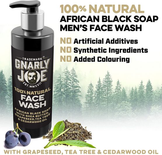 Gnarly Joe Face Wash for Men. Moisturise and Soften Skin. Natural Ingredients, African Black with Shea Butter and Coconut Oil (Cedarwood and Tea Tree, 250ml) - Image 2