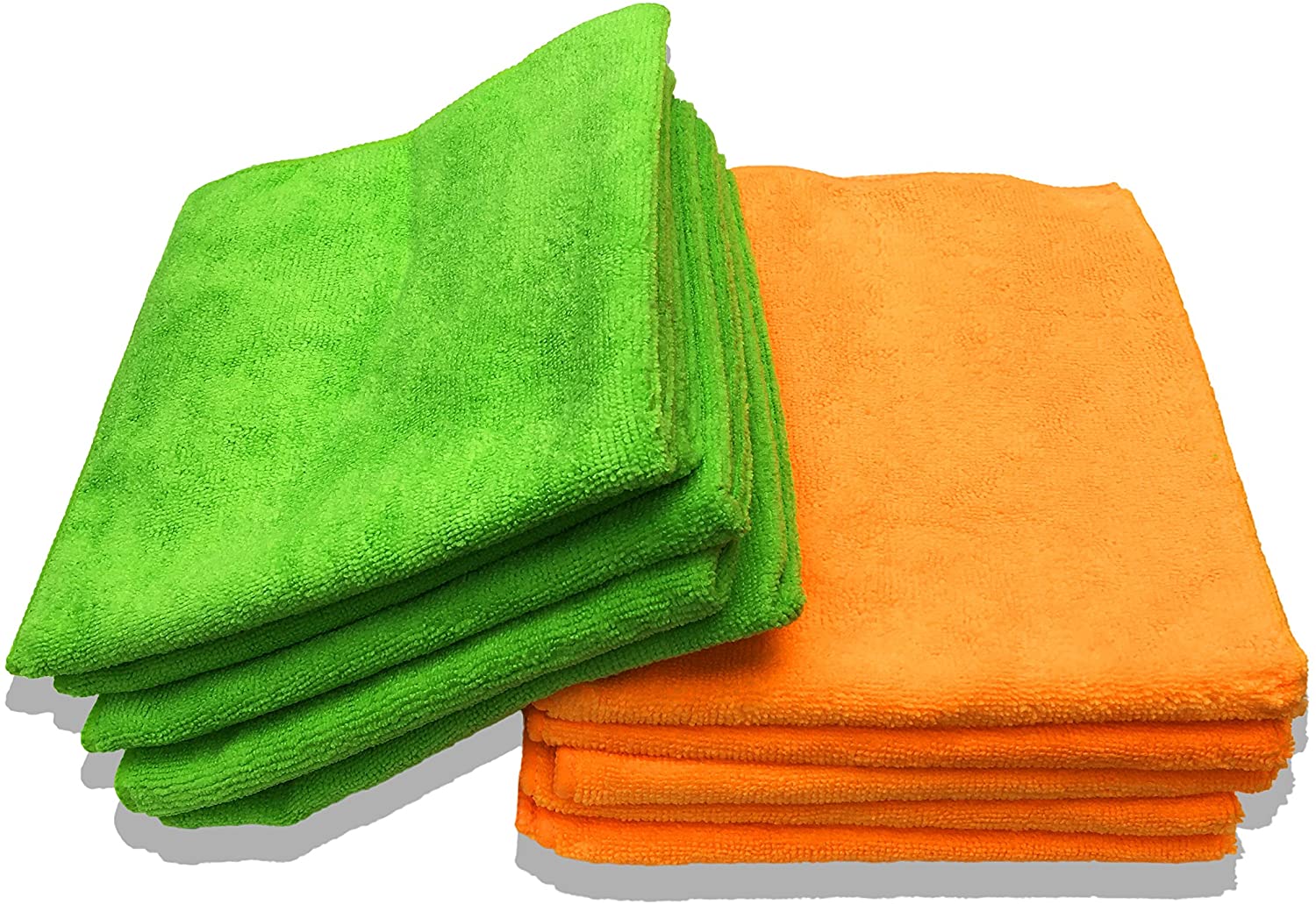 10 Pack Premium Quality Orange & Green Microfibre Cloths, Large 40x40cm (16"x16"), Lint Free Cleaning Cloth, House & Car - Image 3