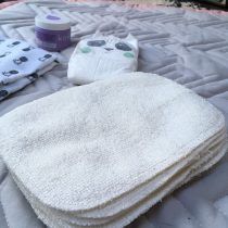 Mama Designs Bamboo Reusable Baby Wipes - 10 Eco Friendly Super Soft Washable Baby Cloths, Naturally Absorbent & Antibacterial Flannels for Delicate Skin Face Hands