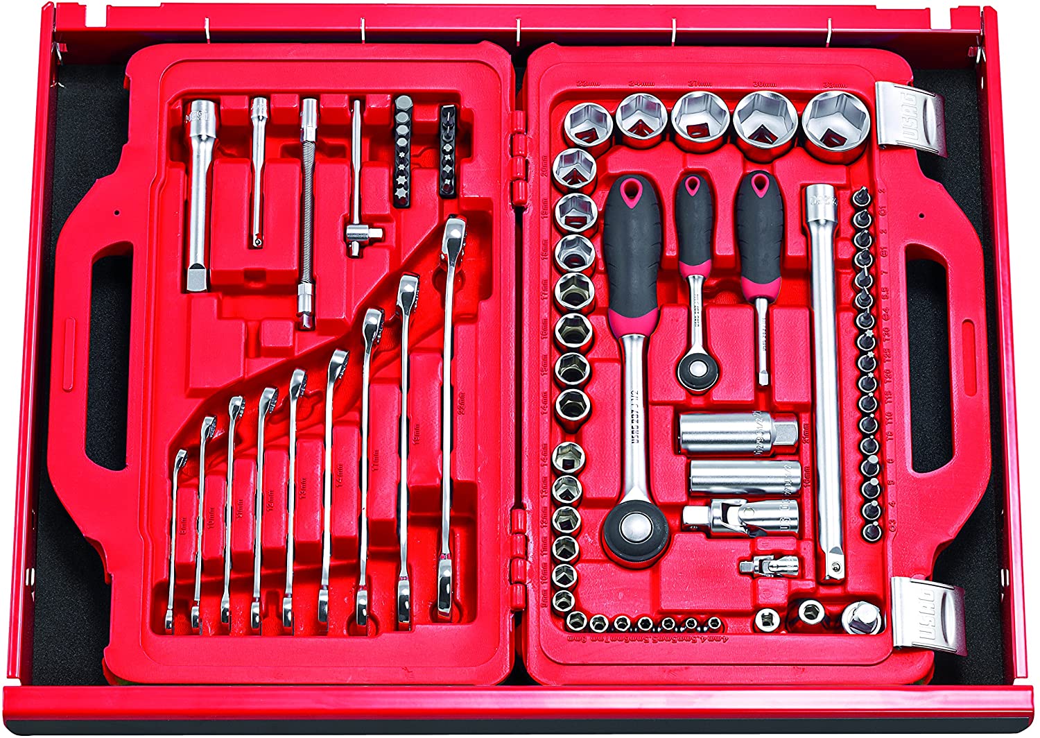 USAG-601 1/4-1/2 J82-Assortment with Hex Sockets and Combination Keys in Modular Box (82 Pieces) U06010010 - Image 2