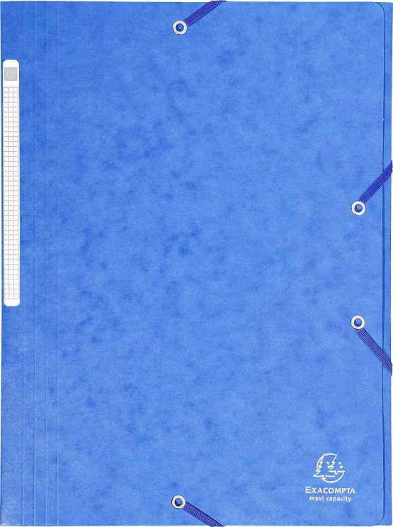 Exacompta Elasticated 3 Flap Folders, A4, 425 g - Blue