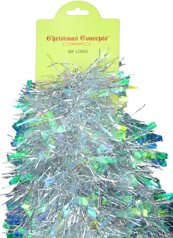 Christmas Concepts® 3m Christmas Tinsel - Christmas Decoration Tinsel (SILVER AND IRIDESCENT) - Image 3