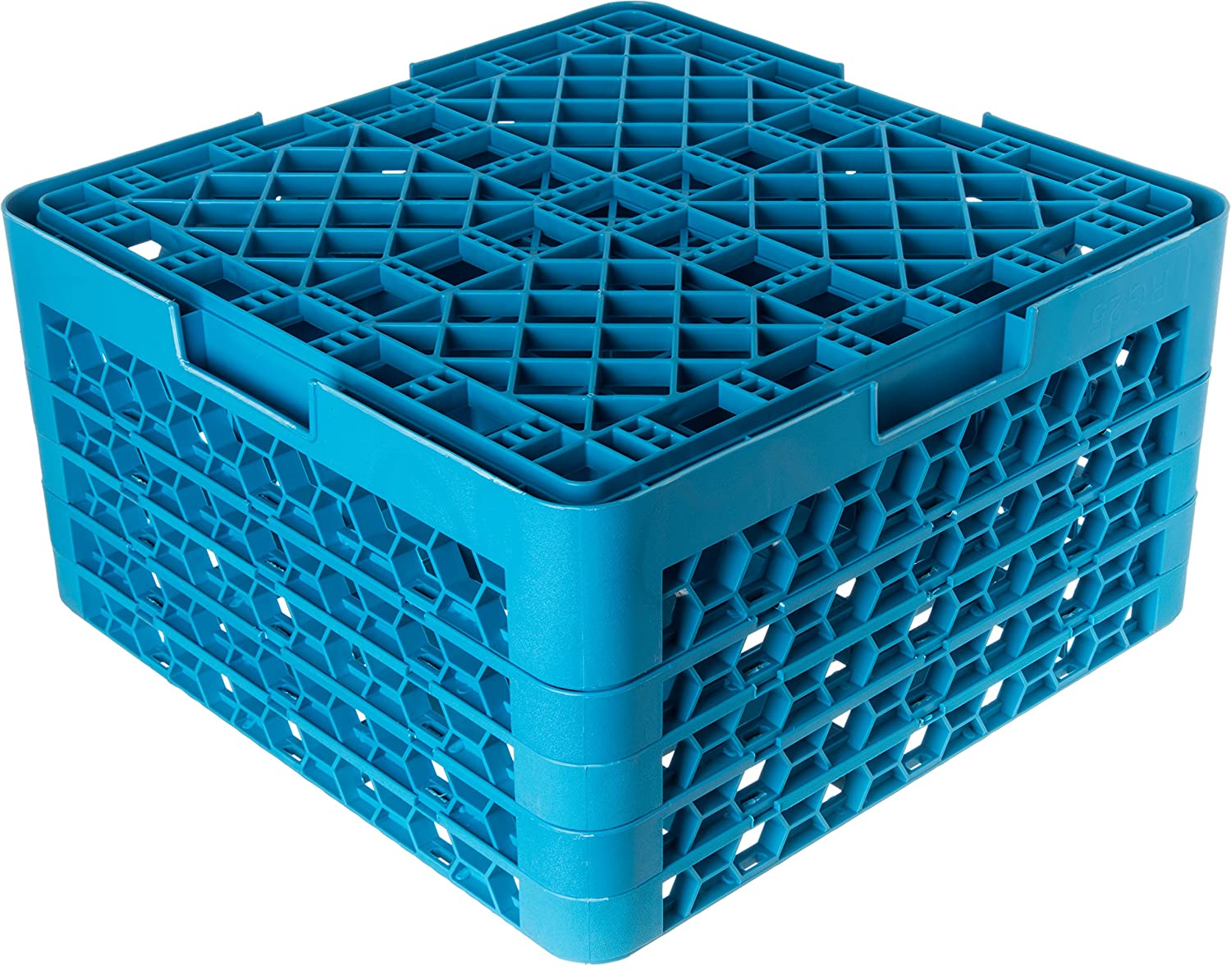 Carlisle Warewashing, CARG25-414000-B01001, 25 Compartment Glass Rack + 4 Extenders (Box of 1), Carlisle Blue, 10.3" w/ 3 Extenders - Image 4