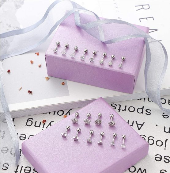Milacolato 12 Pairs Stainless Steel Ball Stud Earrings Set Barbell Cartilage Helix Ear Piercing 4mm - Image 2