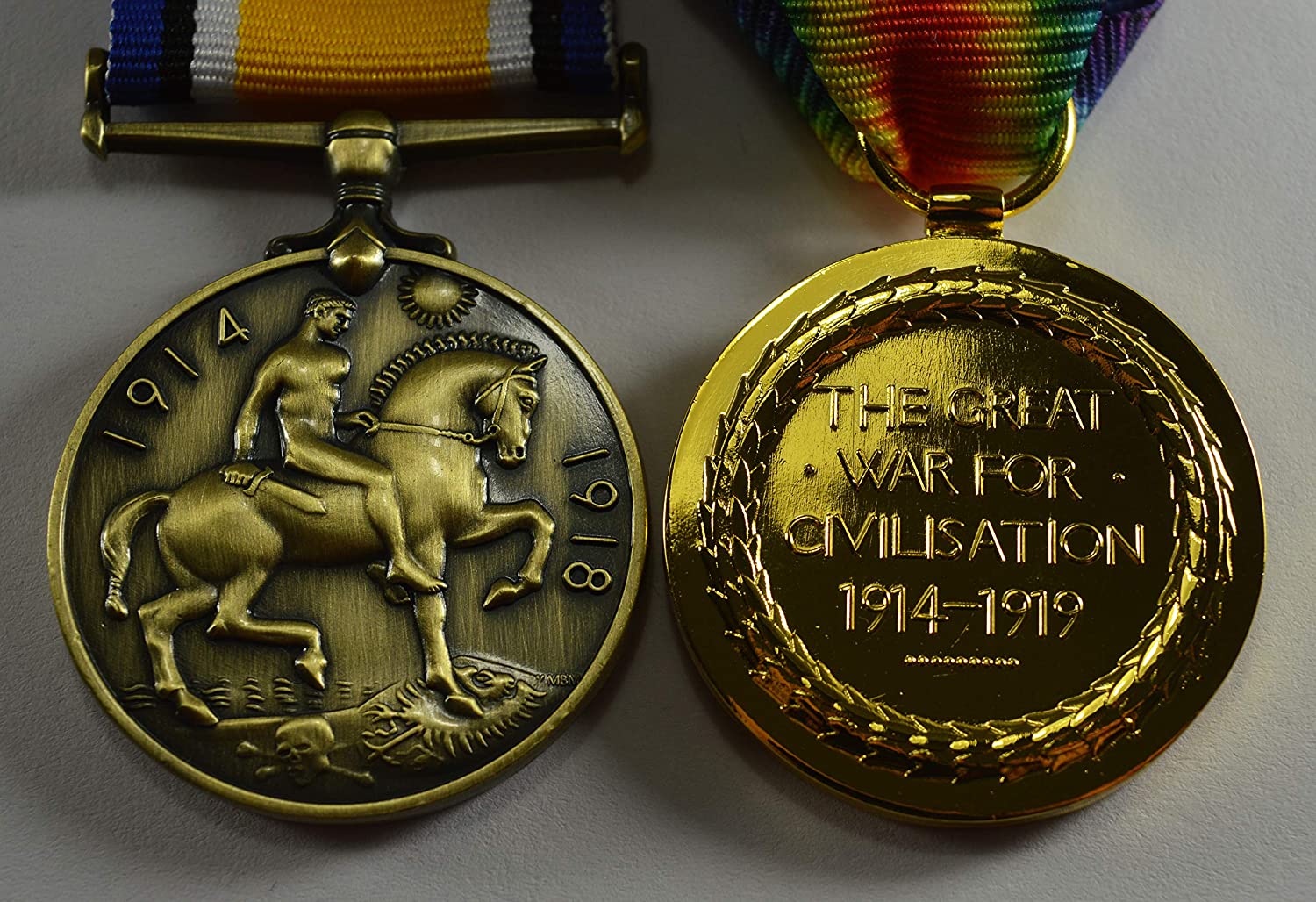 The Commemorative Coin Company Pair of Full Size Replica WW1 Service Medals. Great War for Victory Imperial Forces. Bronze, Gold - Image 3