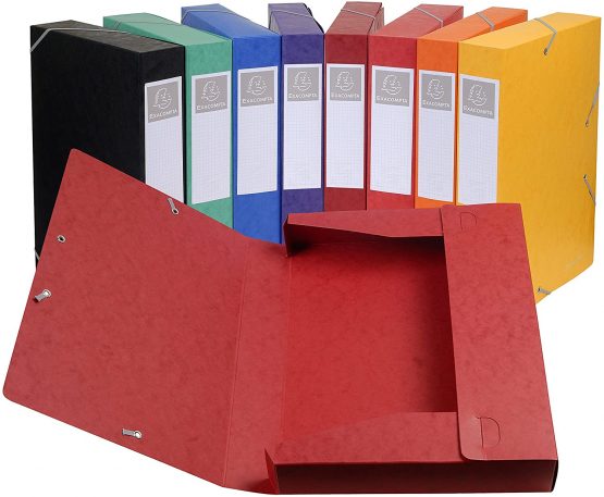 Exacompta Ref - 16000H Cartobox Elasticated Filing Boxes, 25 x 33 cm Suitable for A4+ Documents, 60 mm Spine and Made from Pressboard, Random Coloured Delivered - Image 2