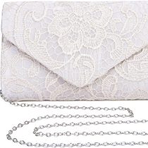 Kaever Ladies Satin Lace Clutch Bag Shoulder Chain Elegant Wedding Evening Bags