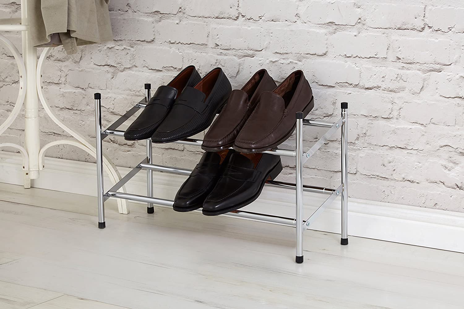 Premier Housewares Extendable Shoe Rack, Metallic Silver, Large - Image 2