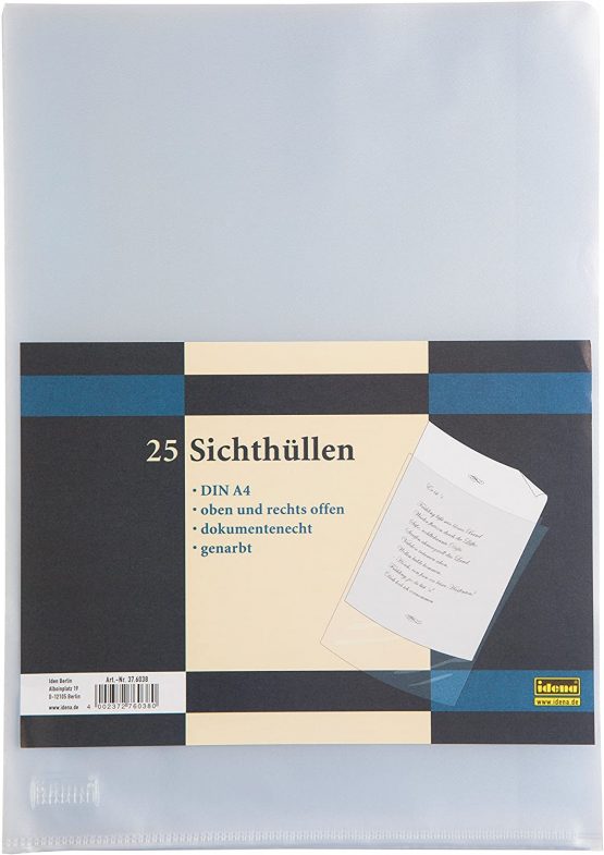 IDENA 376038 Protective A4 Grained Pack of 25)