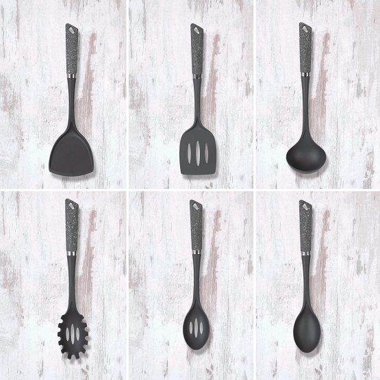 Blackmoor Home 66789 6-Piece Grey Kitchen Utensils Set | Non-Scratch Heat Resistant | BPA Free Plastic | Modern & Vibrant | Space Saving - Image 3