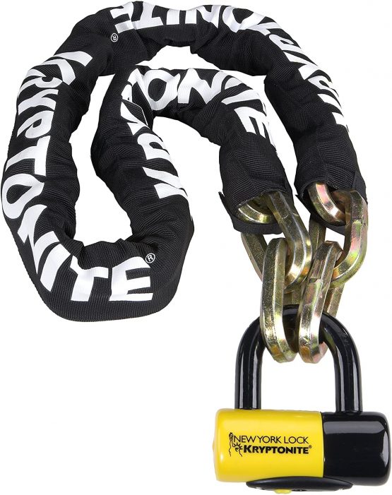 Kryptonite New York Fahgettaboudit 999492 Bicycle Chain and New York Disc Bike Lock, 14mm x 60" - Black/yellow
