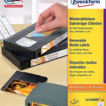 Avery Zweckform L4746REV-25 25 Labels for VHS Video Cassettes Narrow Sides Re-writeable 147.3 x 20 mm