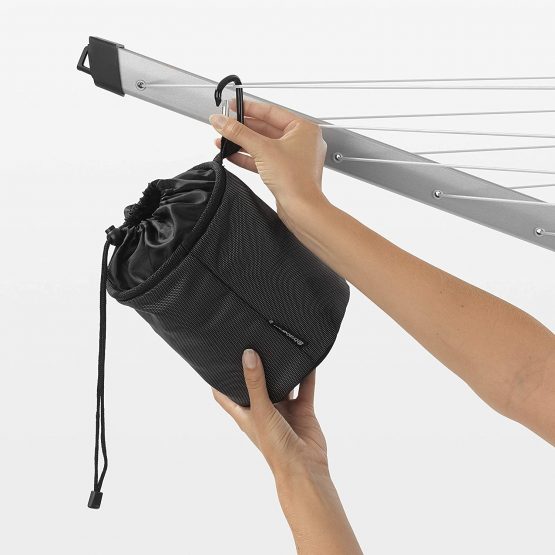 Brabantia Premium Clothes Peg Bag (Black) Drawstring Closure, Hanging Snap Hook, Durable Material - Image 3