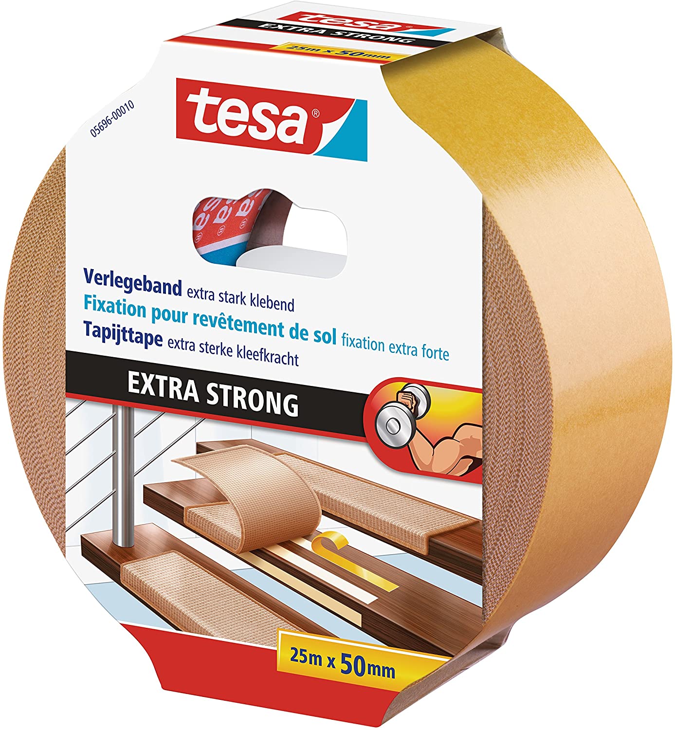 tesa Flooring Tape Extra Strong Adhesive, Double Sided Adhesive Tape for Laying Carpet and PVC Flooring - Image 2