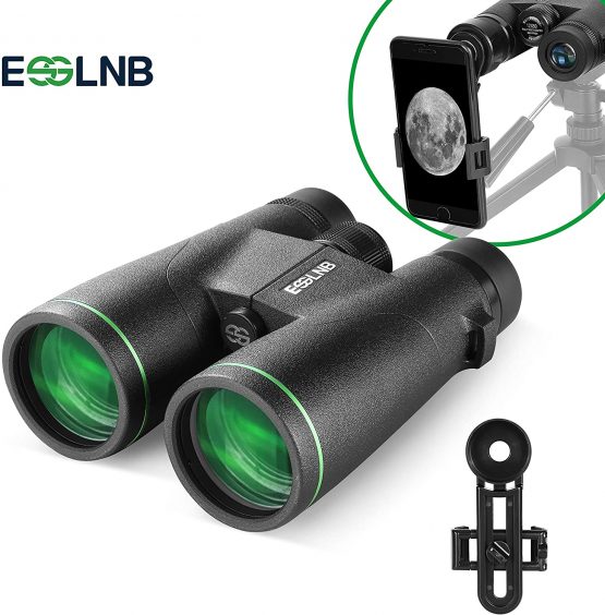 ESSLNB Binoculars 12X50mm Binoculars Astronomy with Phone Adapter and Case FMC Prism for Terrestrial Viewing Hunting
