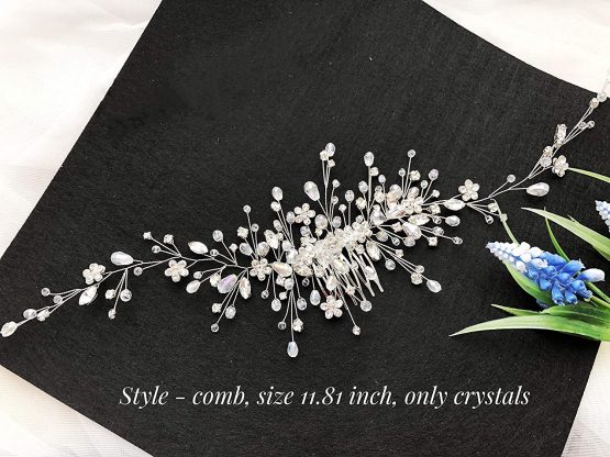 Deniferymakeup Crystal Bridal Hair Piece Bridal Hair Accessories Bridal Hair Comb Wedding Headpiece Wedding Hair Piece Wedding Hair Accessories (Silver) - Image 2