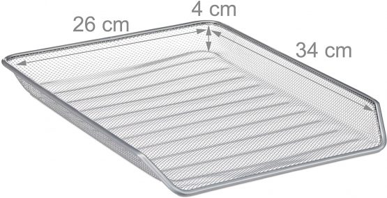Relaxdays 3-Tier Letter Rack/A4 Paper Tray File Holder, Metal Silver, 35.5 x 29.5 x 27 cm - Image 4