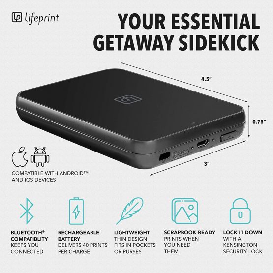 Lifeprint Ultra Slim Printer, Portable Bluetooth Photo, Video and GIF Instant Printer with Video Embed Technology, Editing Suite and Social App iPhone - White - Image 2