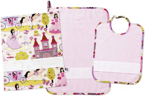 Filet - Nursery Set with Princess Theme - 100% Cotton with Embroidery Aida - Pink