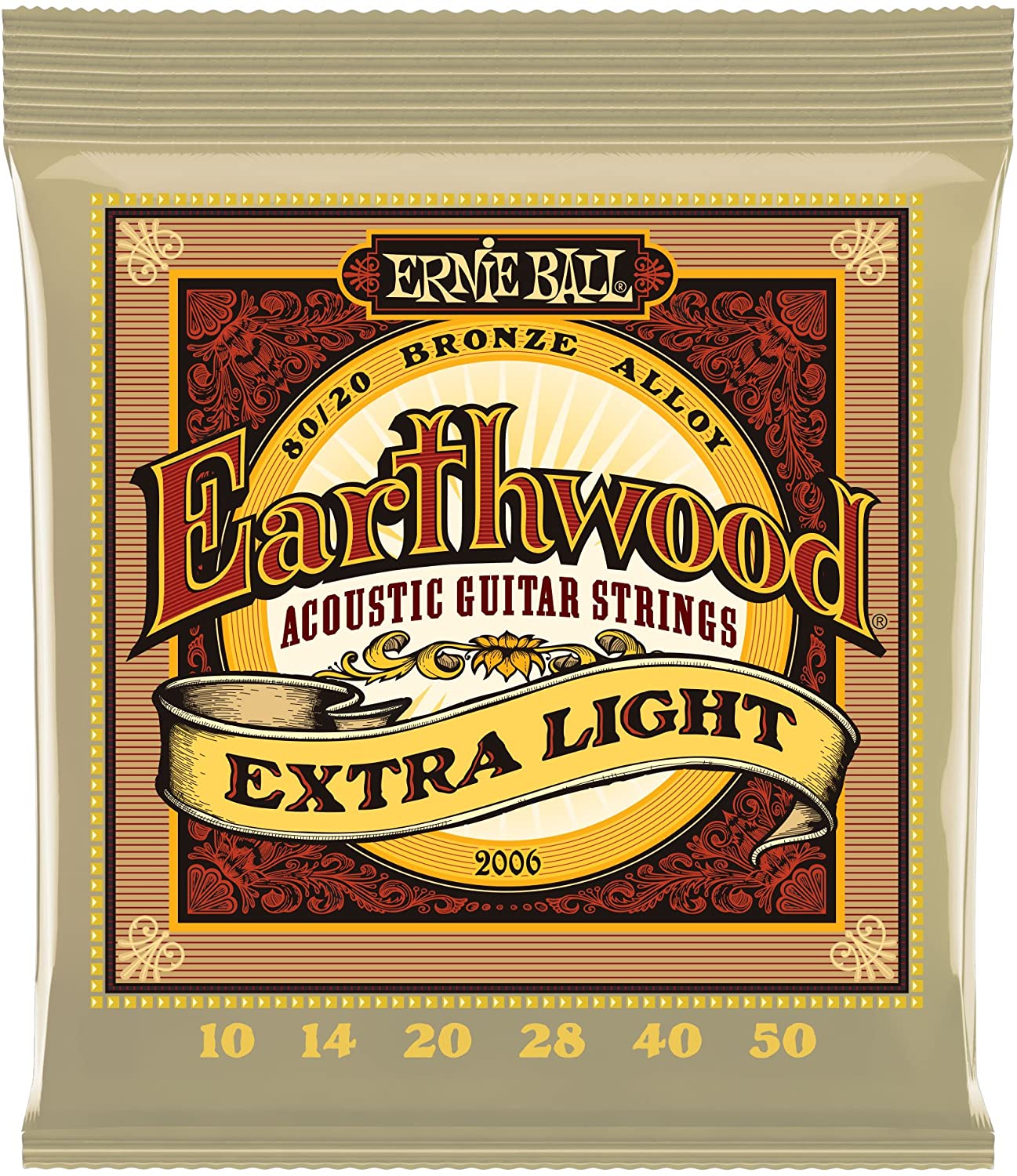 Ernie Ball Earthwood Extra Light 80/20 Bronze Acoustic Guitar Strings - 10-50 Gauge