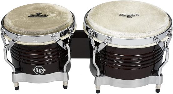 LP Latin Percussion Matador Wood Bongo Dark Brown Chrome Hardware M201 - Image 3