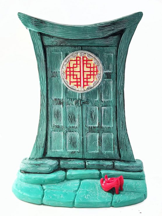 GlitZGlam Miniature Zen Fairy Door for Miniature Garden Fairies and Gnomes - Beautiful Turquoise Asian-Style Zen Fairy Miniature Door with Removable Red Fairy Shoes