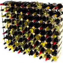 Classic 90 Bottle Pine Wood and galvanised Metal Wine Rack self Assembly