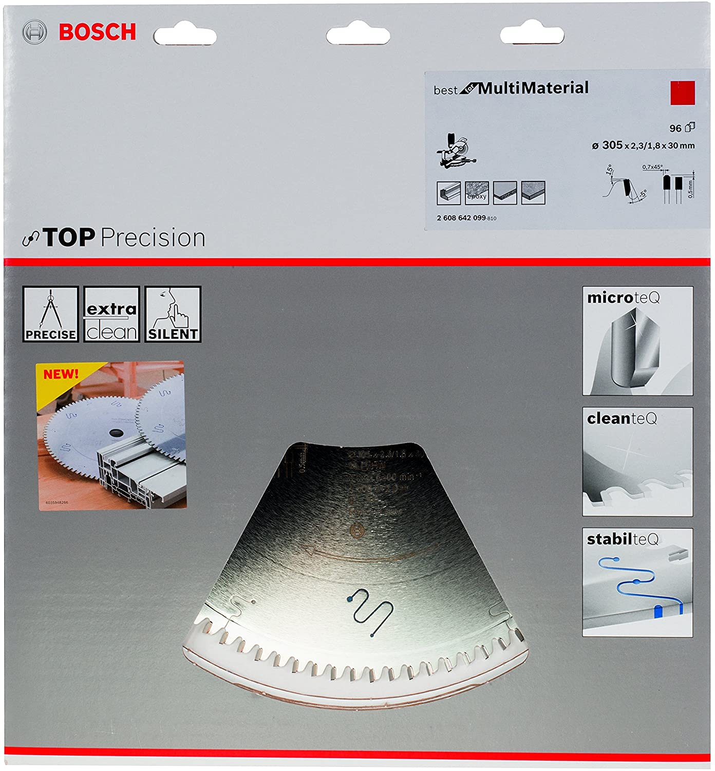Bosch 2608642099 305 x 30 x 2.3/1.8 mm 96T Top Precision Sawing for Multi-Material, Silver, 305 x 30 x 2.3 mm - Image 2